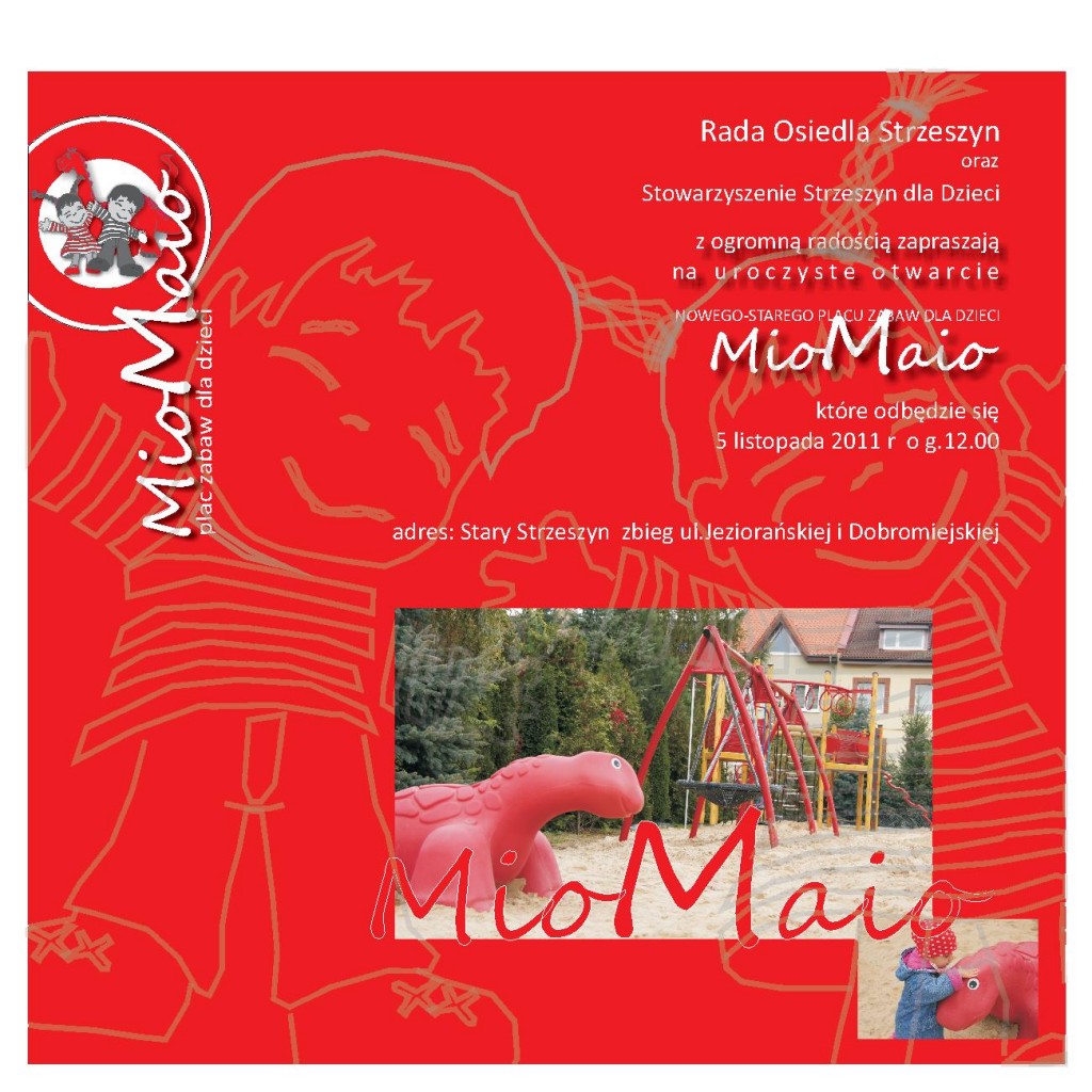 Zaproszenie - otwarcie placu zabaw na Starym Strzeszynie Zaproszenie - otwarcie placu zabaw na Starym Strzeszynie